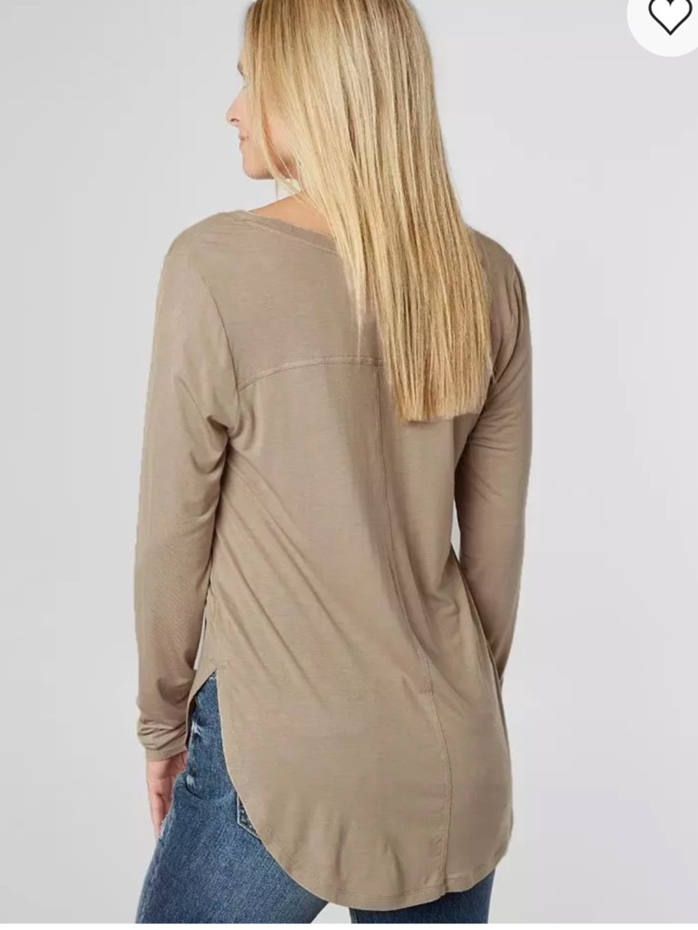 White Crow Raw Edge V-Neck Top (color: simply taupe) - Picture 2 of 5